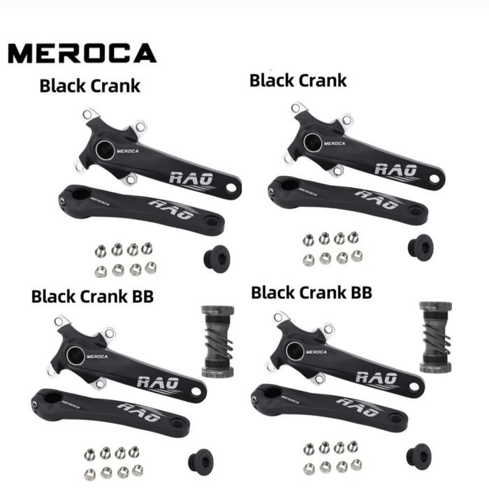 Meroca Rao Crankset HT2 BCD 104 Crank Set Hollowte Sepeda Hitam
