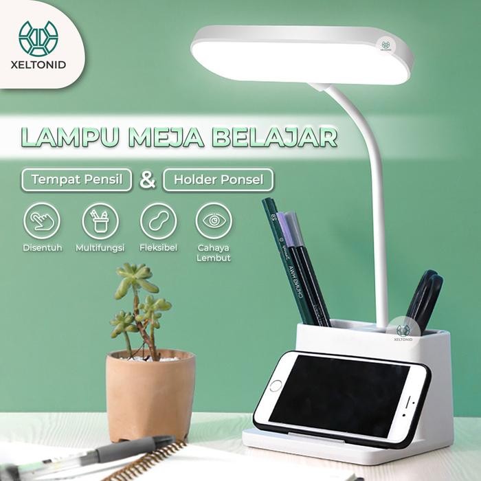 BERKUALITAS Lampu Meja Belajar LED Portable Lampu Baca Flexible Tempat Pensil