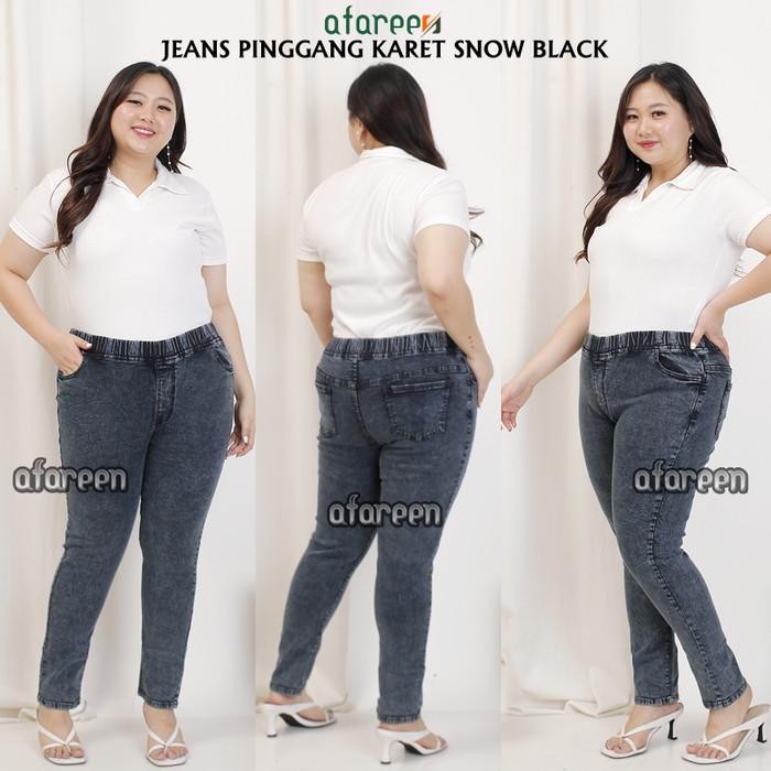 9qli- Afareen - Celana Jeans Wanita Jumbo Snow Celana Jeans Putih Polos Jumbo Legging Jeans