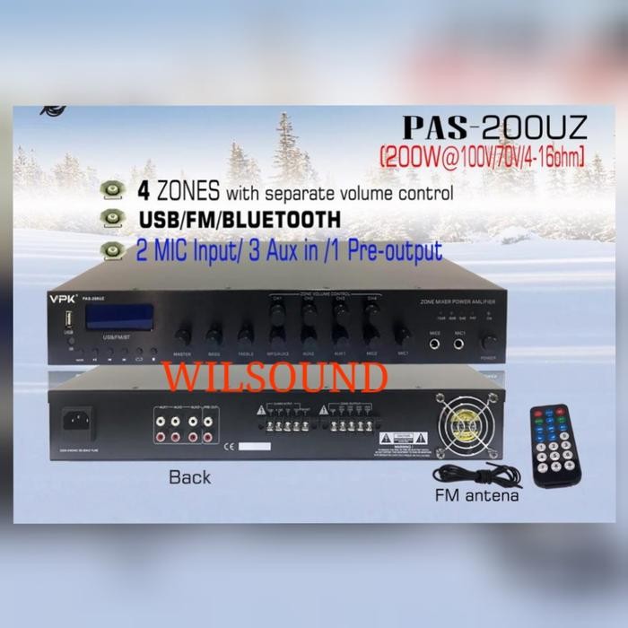 Termurah Ampli Vpk Pas 200Uz 4 Zones 200Watt Original Terlariss 