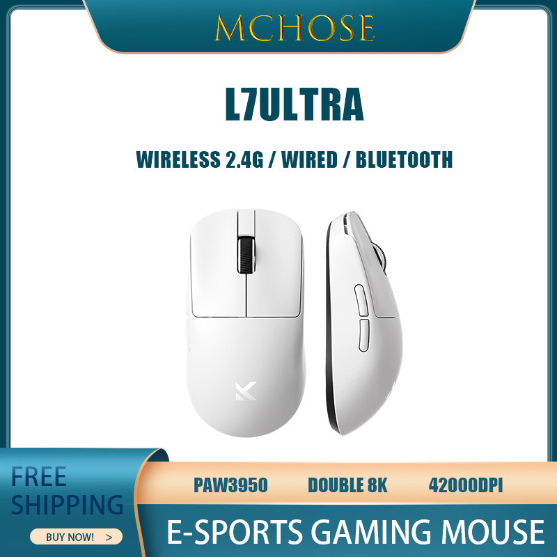 Mchose L7Ultra Gaming Mouse Three-Mode Connection Wireless Bluetooth Paw3950 Double 8K 42000Dpi