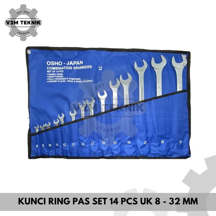 OSHO Kunci Ring Pas 8-32 MM / Ring Pas Serbaguna Set 14 Pcs / Ring Pas Key 8, 10, 11, 12, 13, 14,