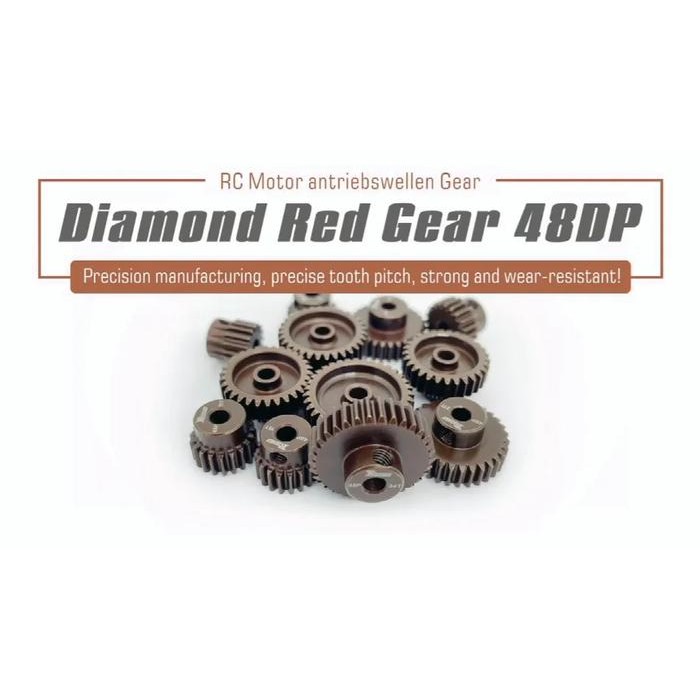 Hobi3s- Pinion Diamond Red 48Dp 13T-35T Rocket Motor Gear