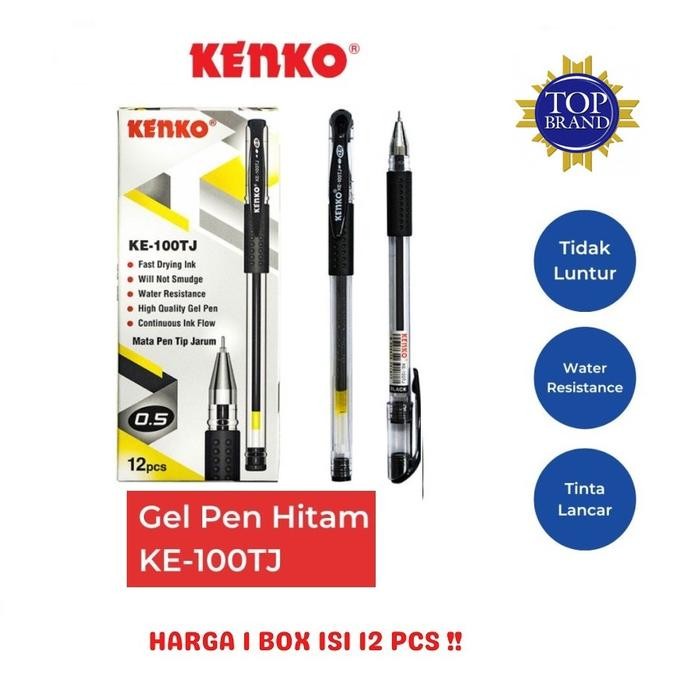 gg6c- Gel Pen Pulpen Pena Kenko Ke-100 Tj Black 0.5 Mm