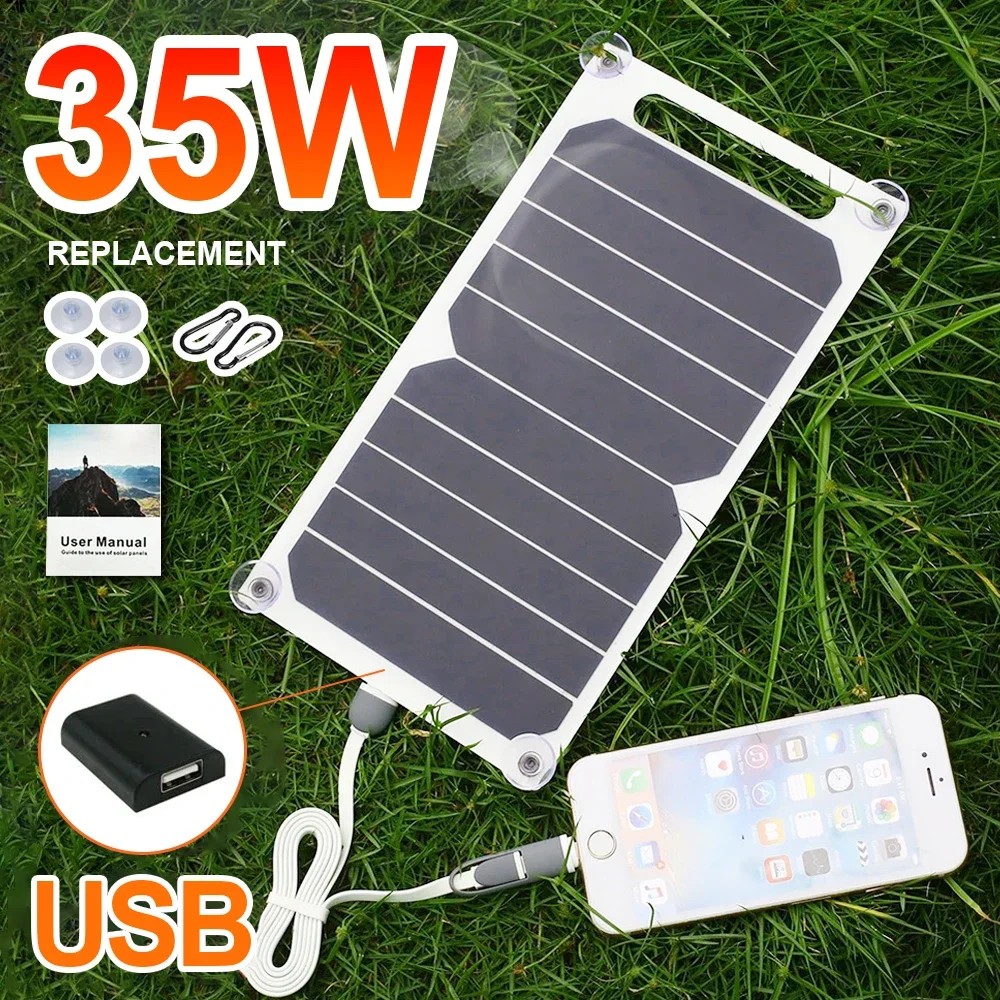 35W Sunpower Portable Solar Panel 5V Solar Plate Withusb Safe Stabilize Charger Forpower Bank Phone
