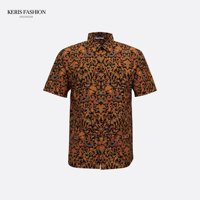 Keris Gallery Kemeja Batik Relaxed Fit Lengan Pendek Motif Peksi Aryani - Coklat