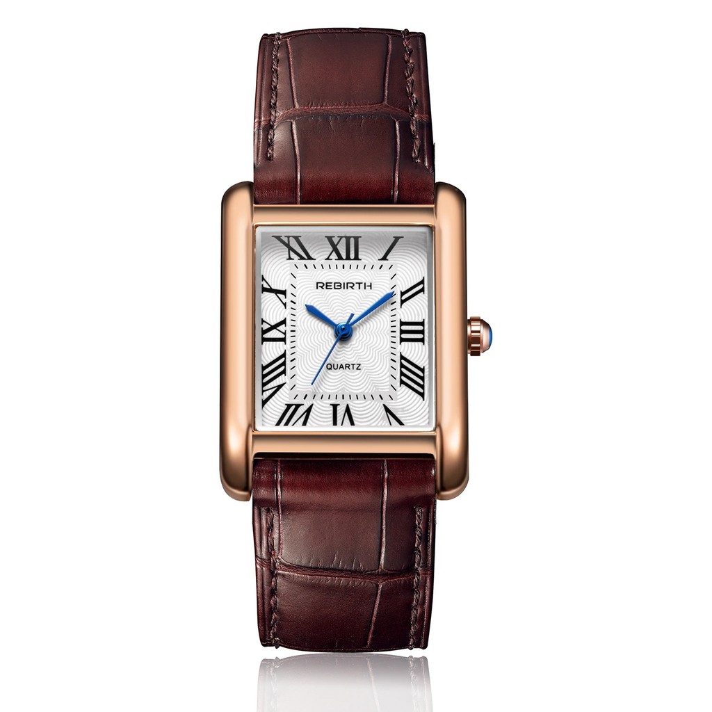 REBIRTH 002 Fashion Rectangular Women's Watch Leather Elegant and Charming Women's Brand Luxury