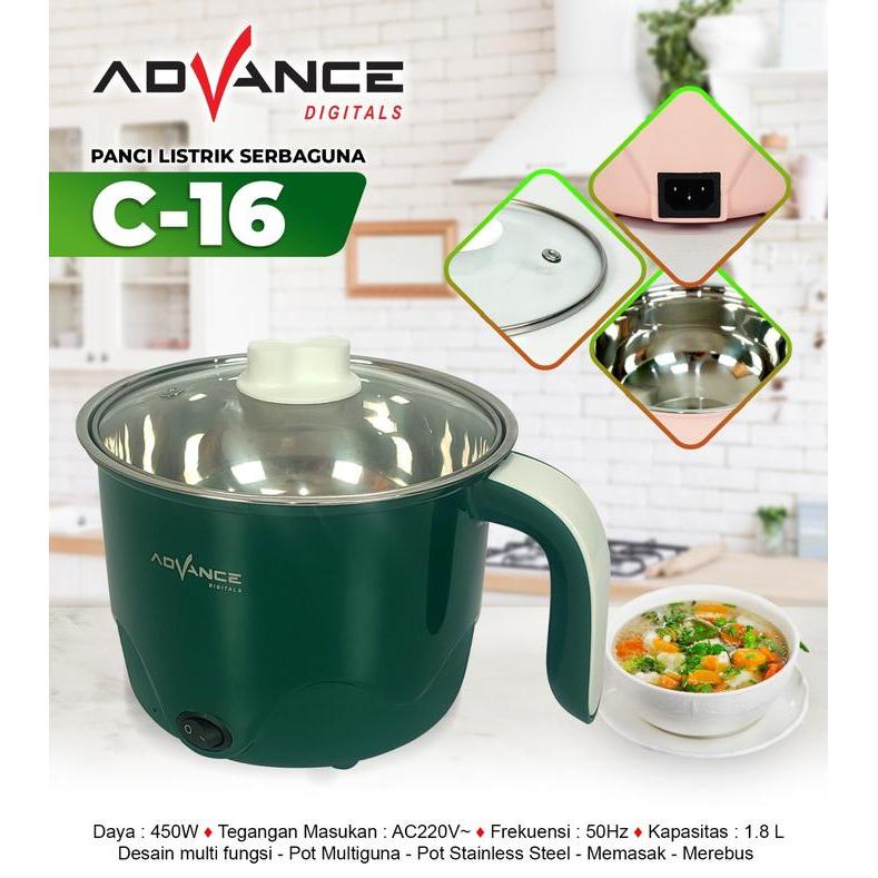 Promo Panci Listrik Advance C-16 / C-18 Panci Listrik Multifungsi Panci Kukusan Steamer Jumbo Panci