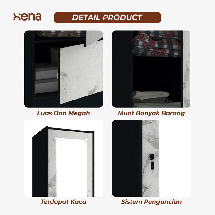 BERGARANSI Xena Lemari Baju Minimalis / Lemari Susun Kaca / Lemari Buku Estetik / Lemari Kecil /