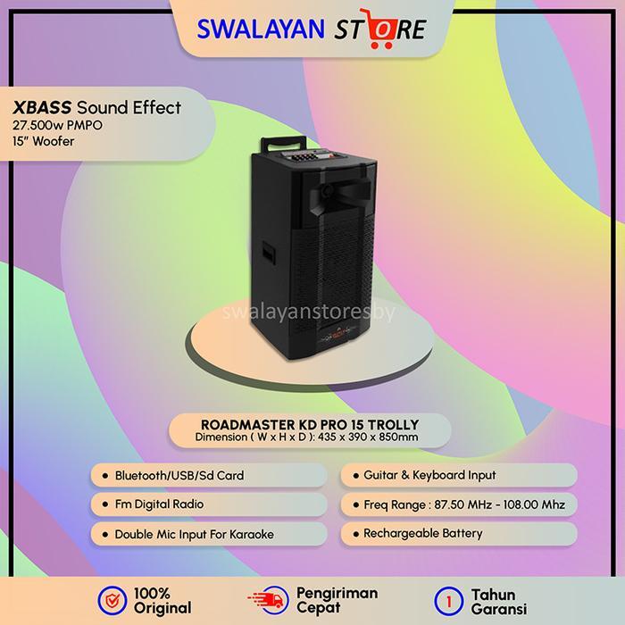 ROADMASTER - KD Pro 15 Trolley Speaker Active Bluetooth | Free Microphone | Garansi 1 Tahun