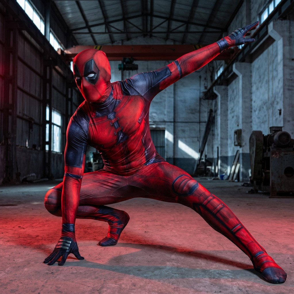 Men Deadpool Cosplay Costume Superhero Zentai Bodysuit Halloween Party Jumuit