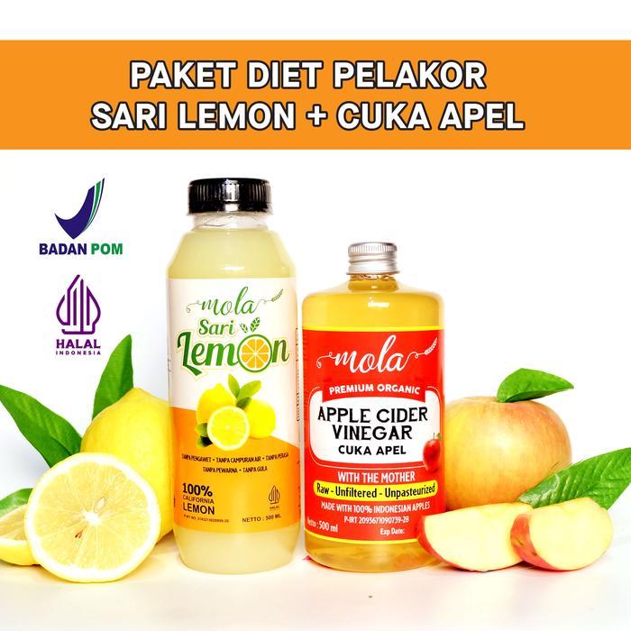 Diet Pelakor Mola Paket Diet Cuka Apel dan Sari Lemon Botol 250 ml Mola Cuka Apel + Sari Lemon Ck Ap
