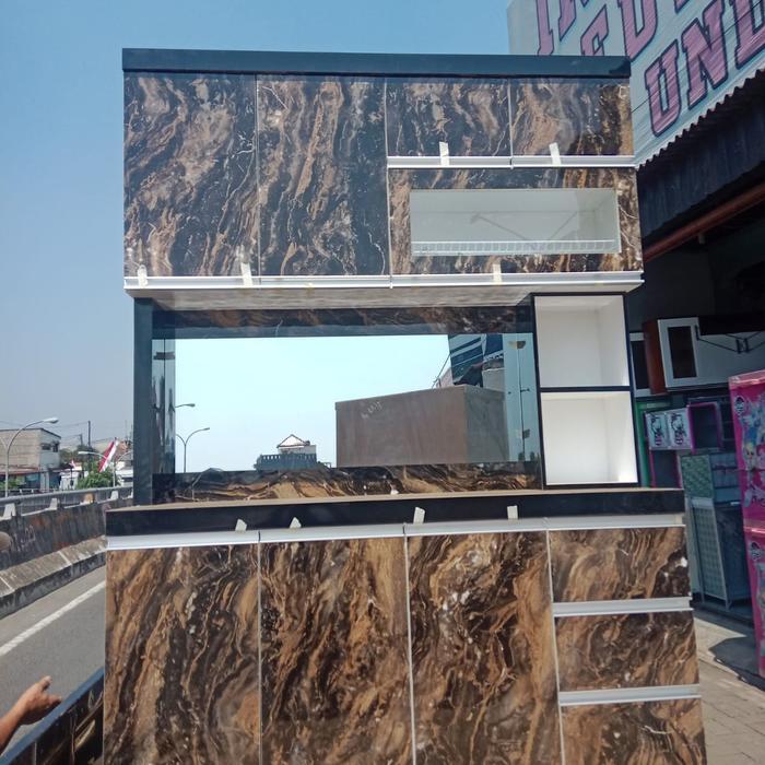 lemari dapur rak piring minimalis hpl 4 pintu