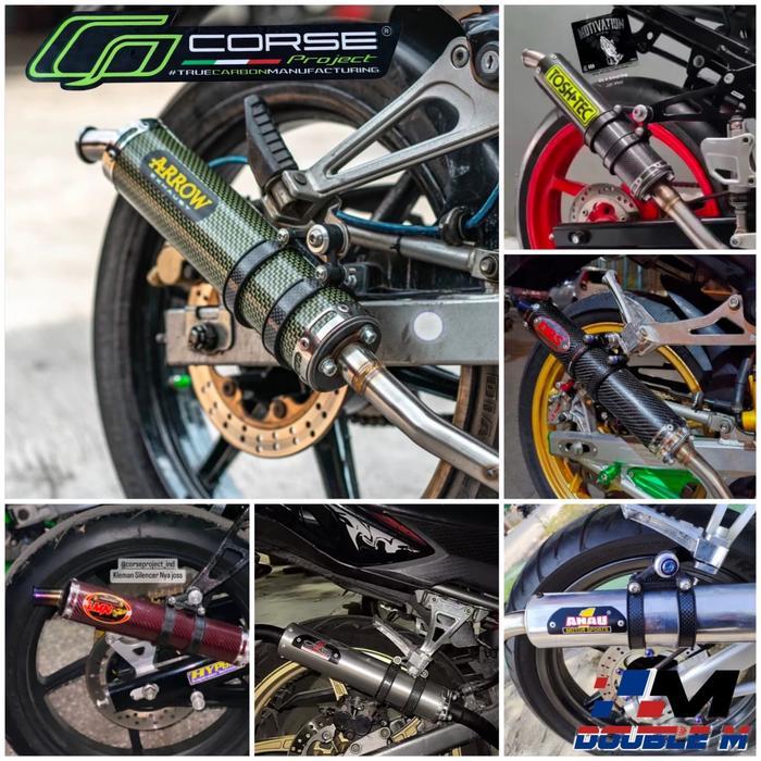 Klem Kleman Breket Knalpot 2 Tak Carbon Karbon Selencer Arrow