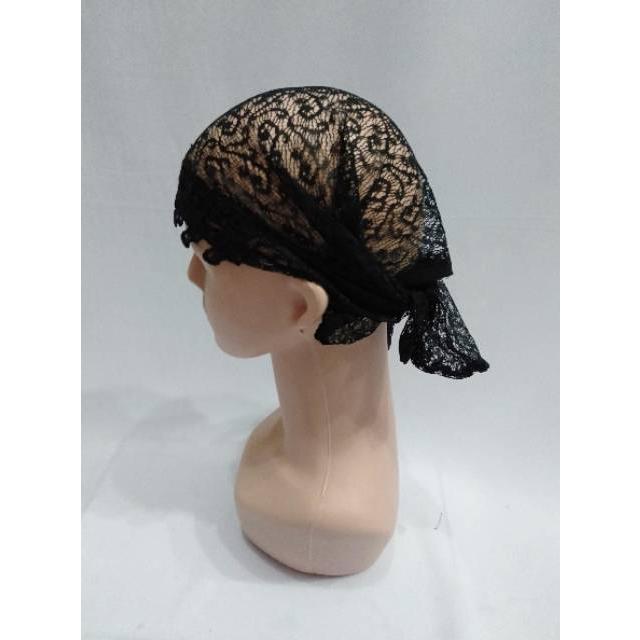 T26 Ciput inner iket brukat renda tali iket iner renda daleman jilbab kerudung atau mukena Hitam