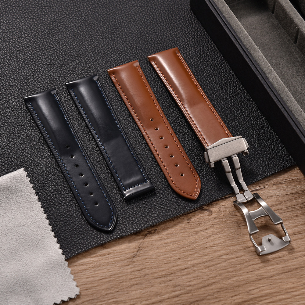 JWNSPA Leather Watch Strap Quick Release FlatEnd Vintage Watch Strap For Original Omega 19mm 20mm