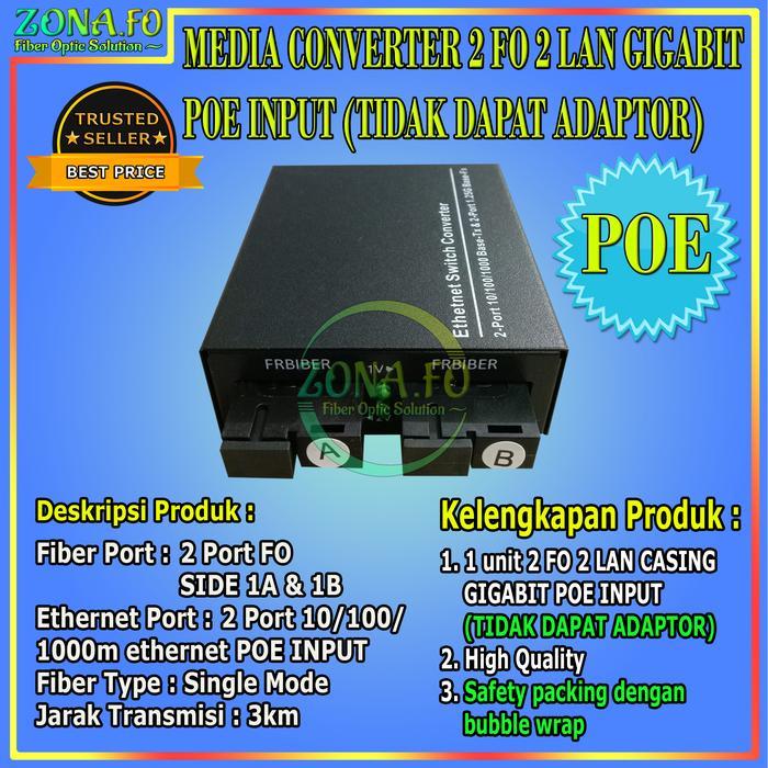 Media Converter 2 Fo 2 Lan Gigabit Poe Switch Fiber Optic Htb 2 Sc New