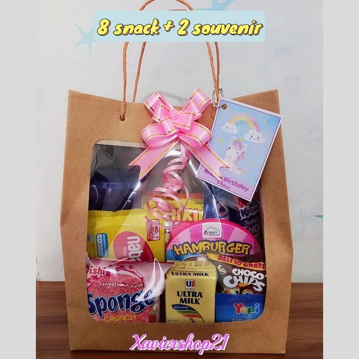 dvb6 Paket Snack Isi 2 Souvenir Kemasan Paper Bag ( Free Card)