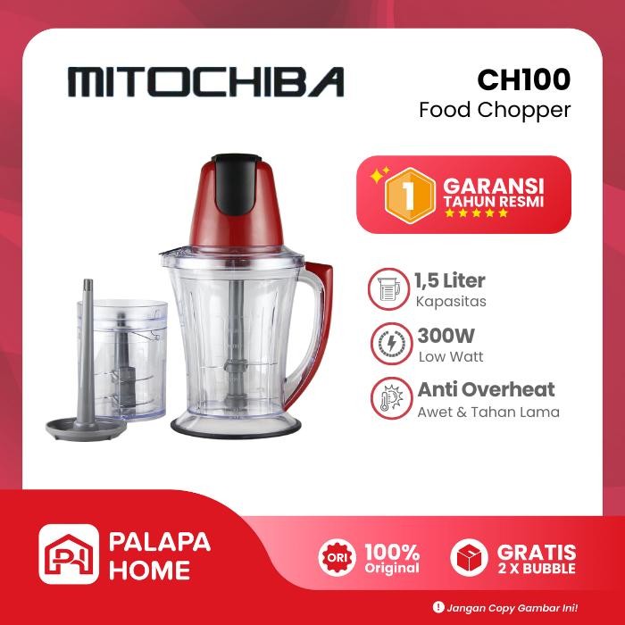 Ready Chopper Mitochiba CH 100 Food Choper Mito Coper Blender Copper Chooper Merah 2 Set Mata Pisau