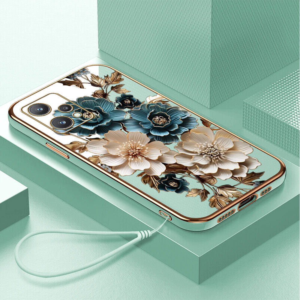 Casing Hp Untuk Realme 9 Pro Lokal Stock Lanyard Gratis Phone Case Softcase Kesing Cassing Bunga 296