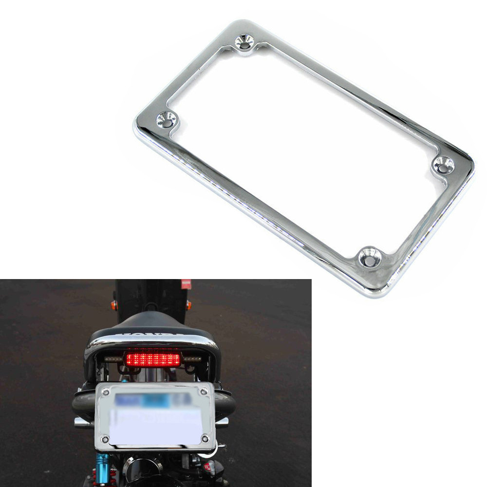 Steel Motorcycle License Plate Frame 4x7inch Chrome Enduro Motor Bike Scooter Chopper Holder Bracket