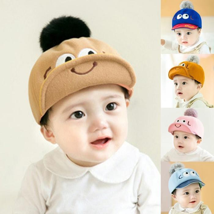 Topi Bayi Anak Laki Perempuan Korea Trendi Trendy Pom Pom Lucu Cute