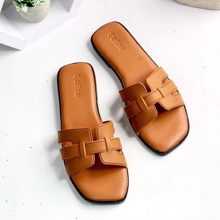 Safina Florence Sandal Wanita Flat Simple Polos Elegan Model Sandal Flat Teplek Terbaru 2025 Shoes