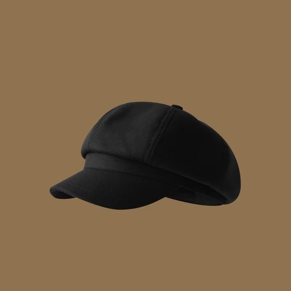 Classic Vintage Beret Cap Windproof Solid Color Octagonal Newsboy Cap Warm Artist Cap Autumn Winter
