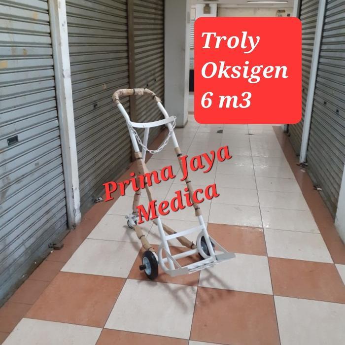 Troli Tabung Oksigen 6 m3, Alat Dorong Troly Tabung Oksigen 6 m3