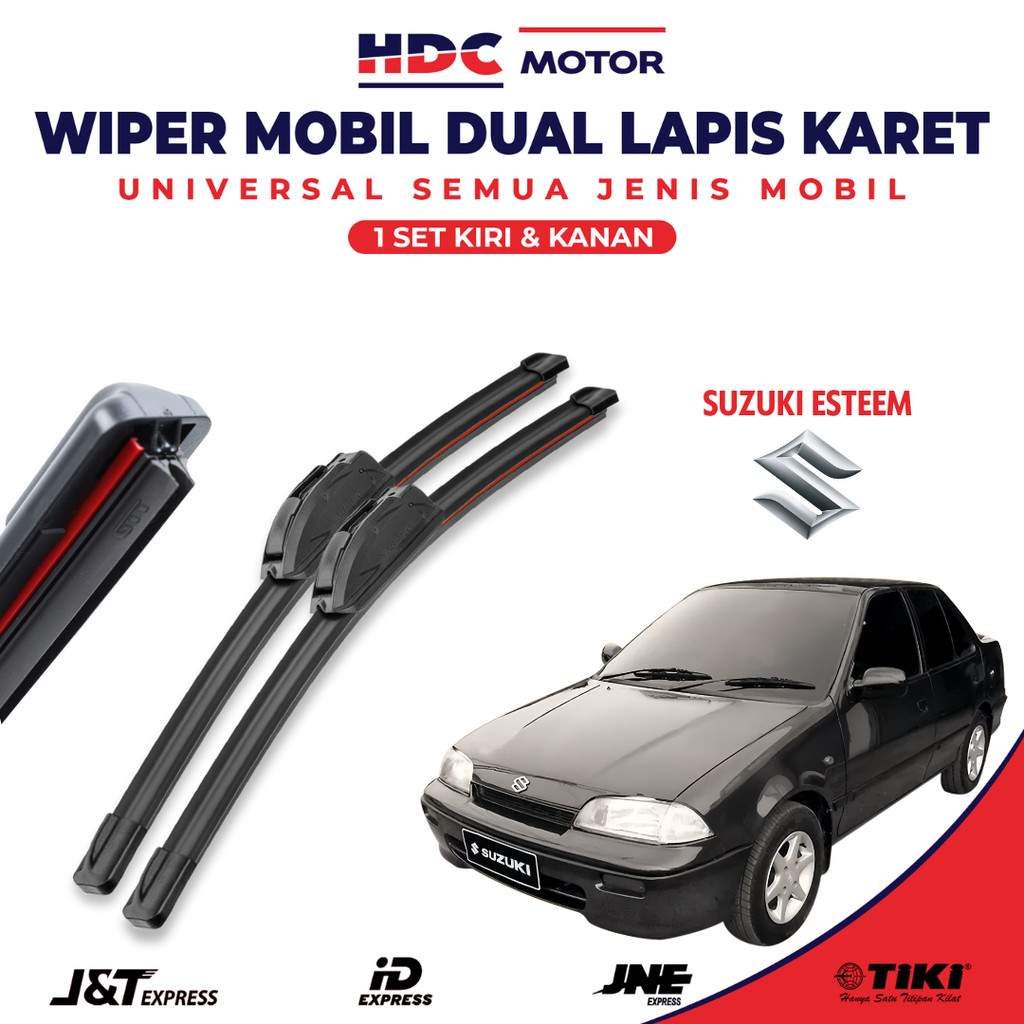 Wiper Blade Suzuki Esteem Double Karet Pembersih Kaca Depan Mobil 1 Set Kiri dan Kanan
