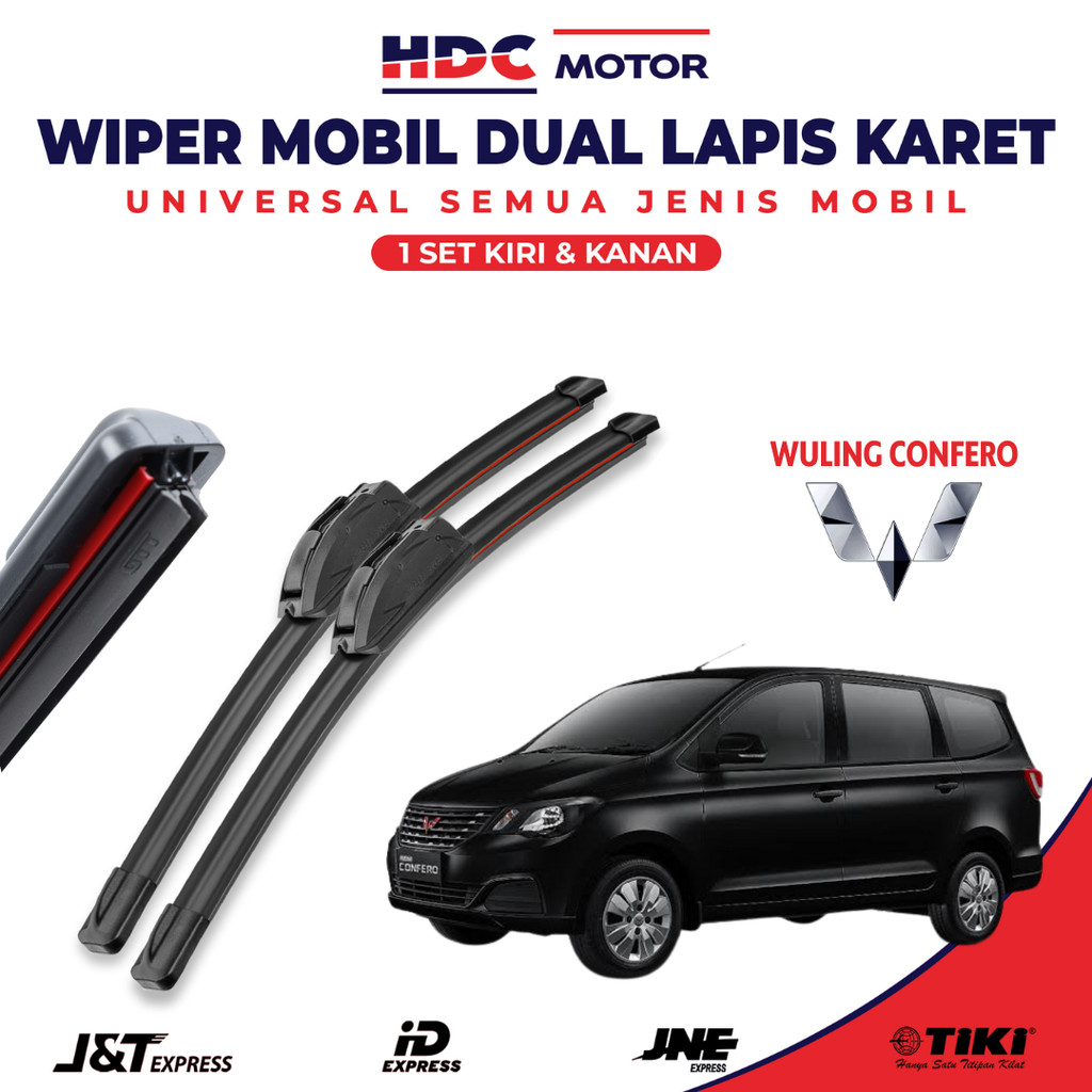 Wiper Blade Wuling Confero Double Karet Pembersih Kaca Depan Mobil 1 Set Kiri dan Kanan