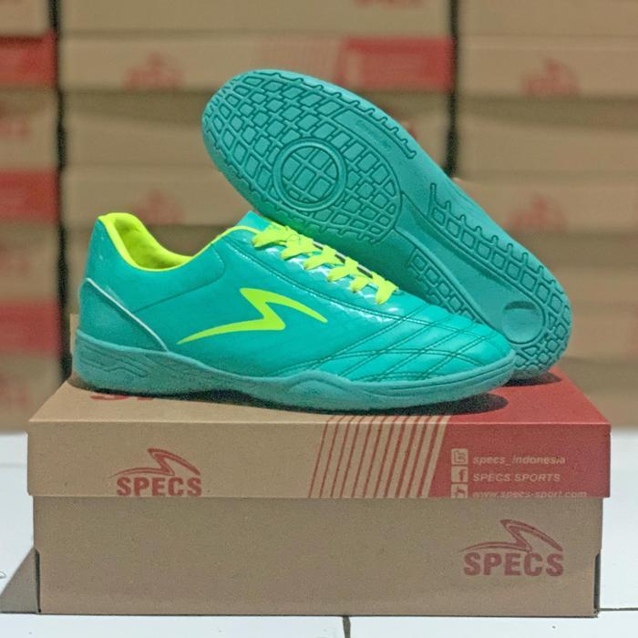 Miizuno Mills - Sepatu Futsal Infinity Hijau Tosca Terbaru Bonus Kaos Kaki Deker 2 Sepatu Futsal