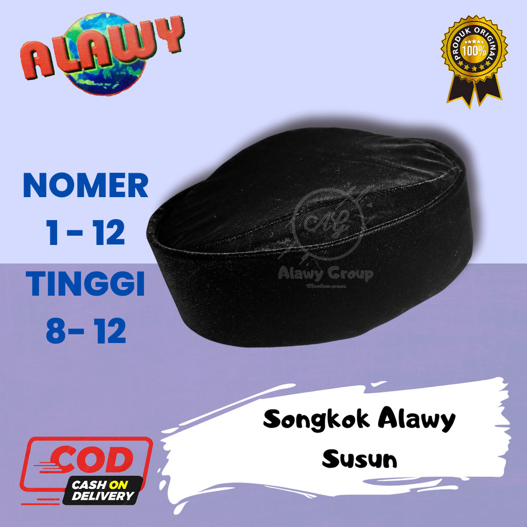 Peci Songkok Kopiah Hitam Susun Tinggi 8 9 10 11 12 Dewasa Anak