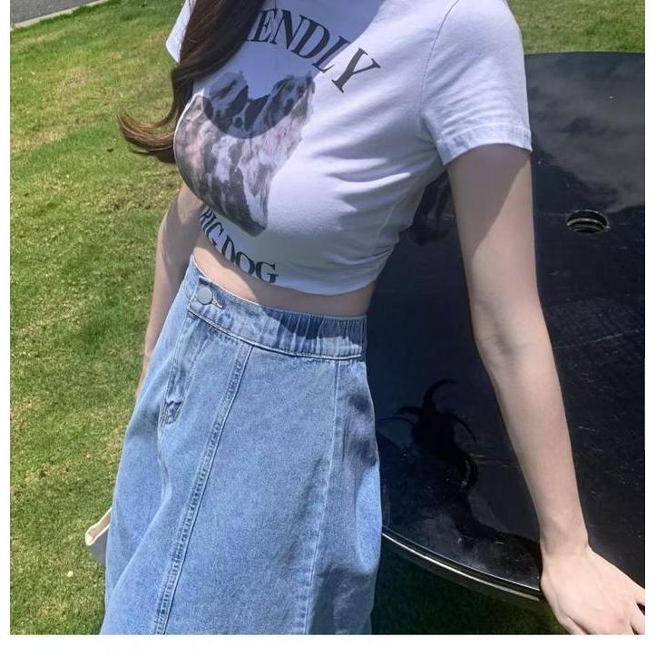 elsi- Rok Jeans Panjang Wanita Rok Highwaist Dewasa Jumbo Korea Ootd A-Linen Rok Midi Jumbo