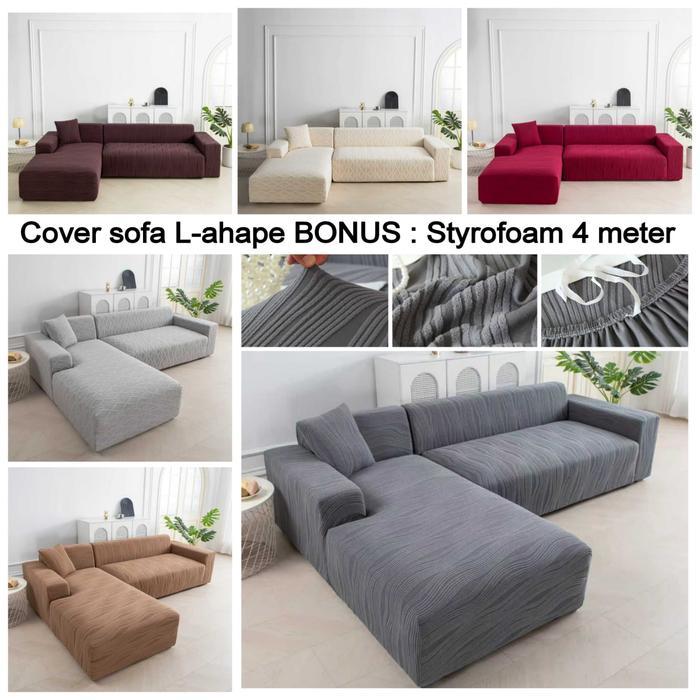 Elastis Sofa Cover Beludru L-SHAPE elastis / Tebal Anti Slip / Sarung Kain Penutup Sofa LETER-L