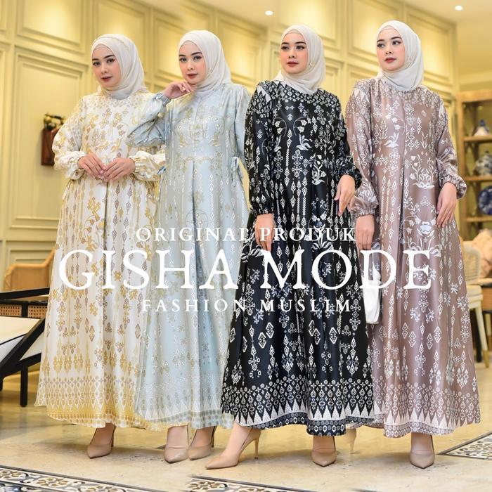 Gamis JASMINE Bahan Silk Premium Motif Bunga Premium Jumbo LD 110-120 Sampai LD 130CM Gamis