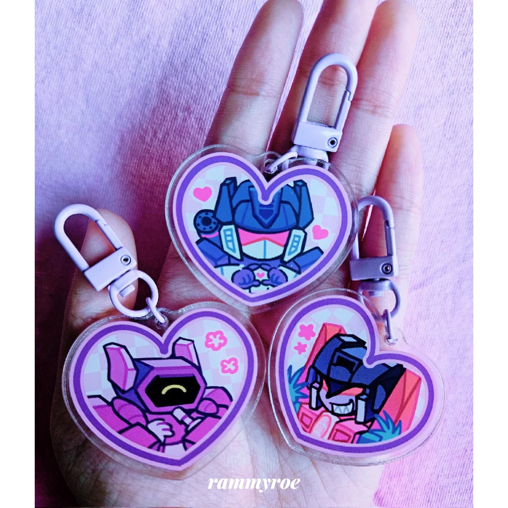 Optimus Prime Anime Keychain Women Ratchet Acrylic Key Chain Man Megatron Key Ring Pendant Ornament
