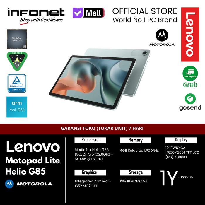 Lenovo Motopad Lite Helio G85 128GB eMMC 10.1" 4GB WUXGA IPS Tablet Original Garansi Resmi 1 Tahun