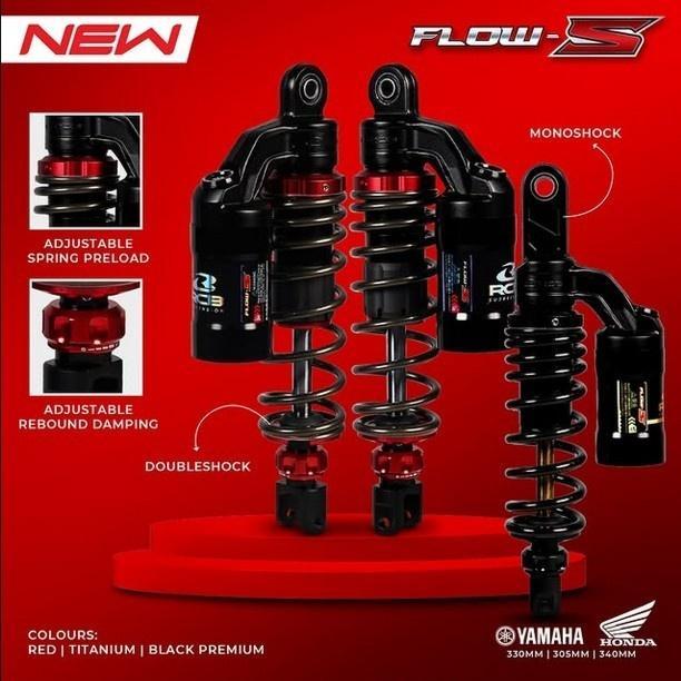 Shockbreaker RCB Flow-S NMAX AEROX PCX - Absorber Racing Boy Flow S Sok Belakang - MERAH, NMAX 305