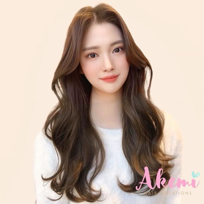 BERKUALITAS [AKEMI HAIR] - LACE FRONT WIG AKEMI - CURTAIN BANGS WAVY 60cm [ Rambut Palsu Wanita Wig