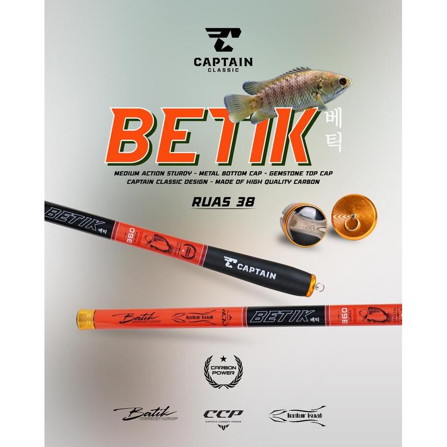 Fishing Tower Store - Tegek Captain, Tegek Pancing Carbon Betik, Ruas Ulir Motif Batik, Merah Dan
