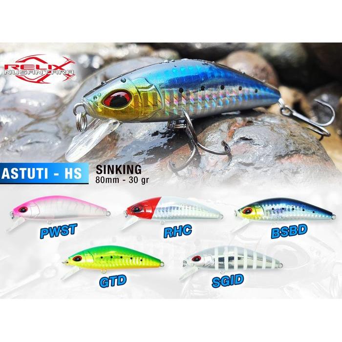 Ada Stok Umpan Pancing Lure Minnow Relix Nusantara Astuti HS Sinking 80mm 30gr