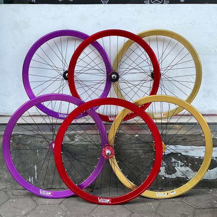 Terlaris Wheelset 700C Fixie Fixed Gear Vuelta Anodized Merah Red New Ungu Gold