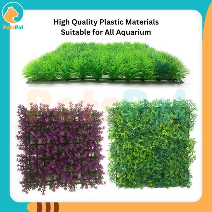 Rumput Lantai Lanskap Akuarium Paving Rumput Plastik Aquarium Floor Paving Landscape 25x25cm