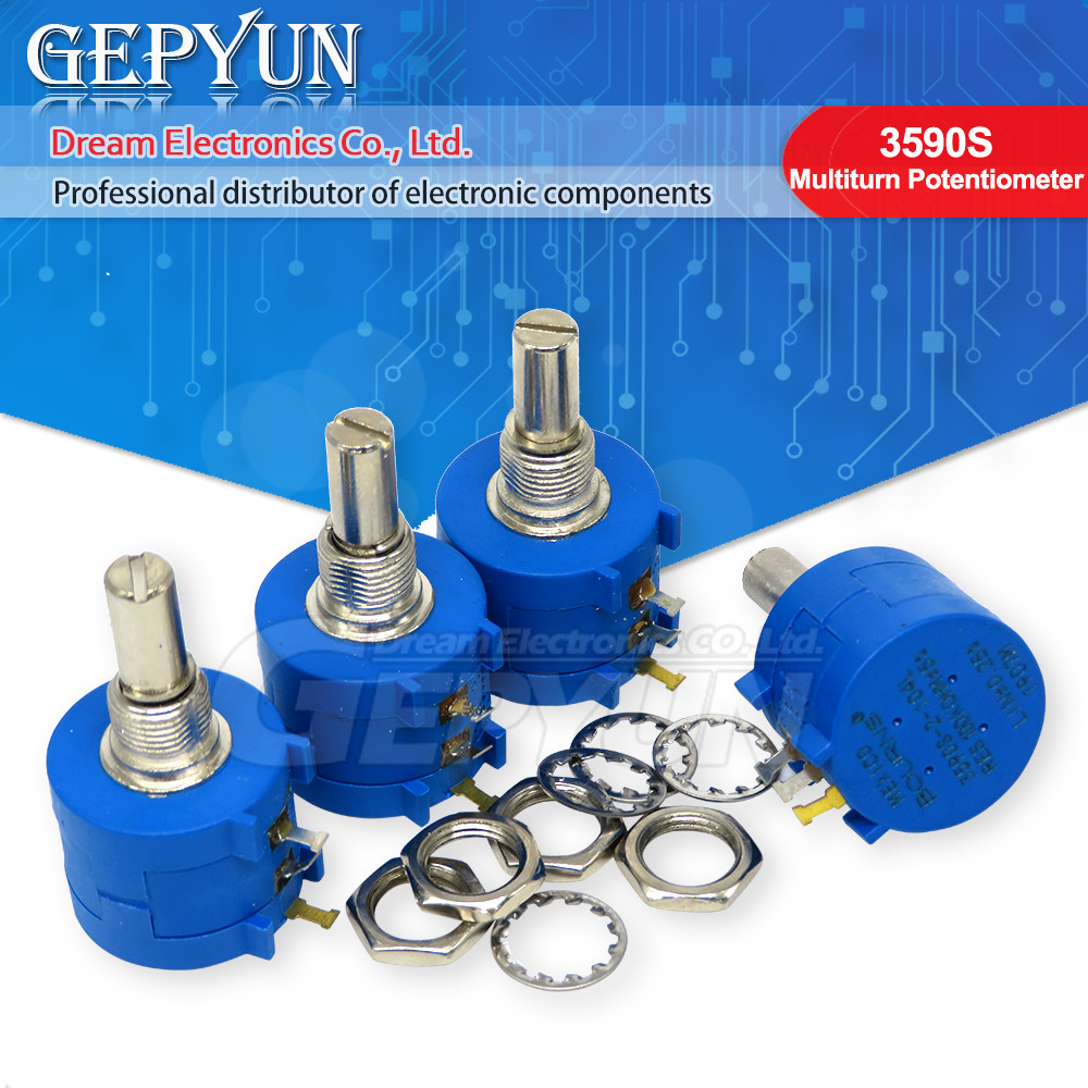 1PCS 3590S Multiturn Potentiometer 500 1K 2K 5K 10K 20K 50K 100K Ohm Potentiometer Adjustable