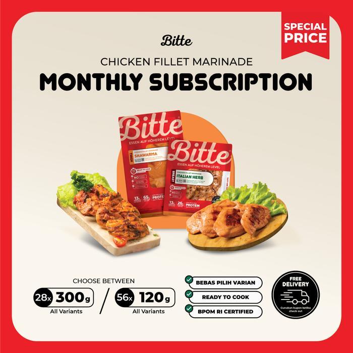 MONTHLY SUBSCRIPTION - Bitte Healthy Chicken Marinade Ready To Cook High Protein Low Calorie Low Fat