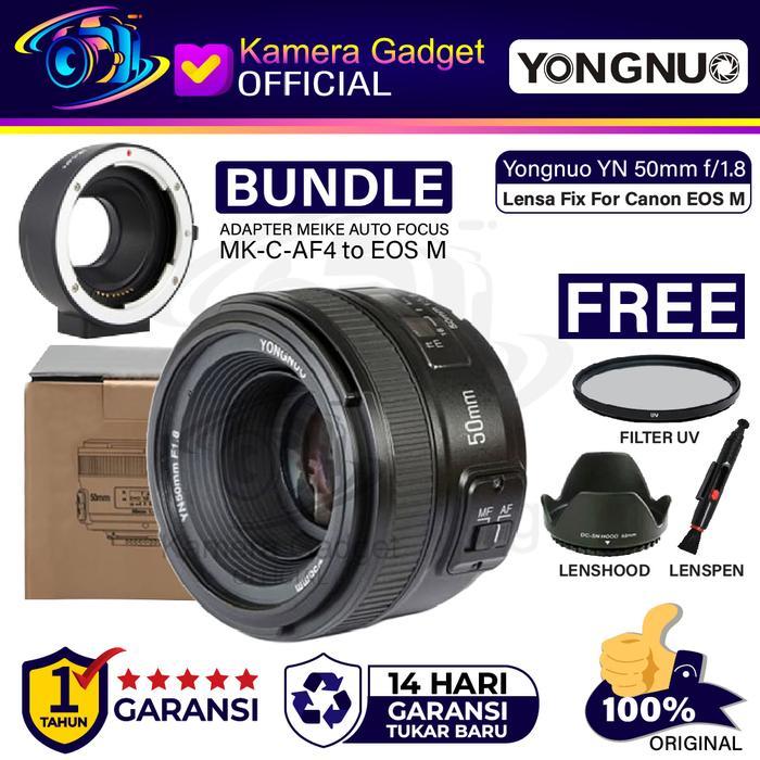 YONGNUO 50MM F1.8 AF CANON + ADAPTER MEIKE MOUNT CANON TO EOS M