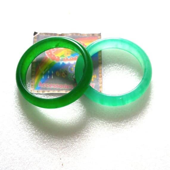 Gelang Giok China Jade Hijau Tua Natural Batu Giok