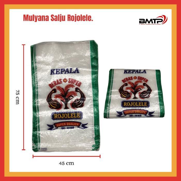 Karung Beras 25 kg Cap Rojolele merk Mulyana /per 50 lembar Hijau