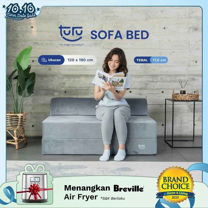 Turu Sofa Bed 2In1 Uk. 120X190 Turu Minimalis Grey / Trifold Kasur Sofa